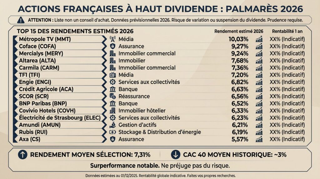 actions dividende france - palmarès