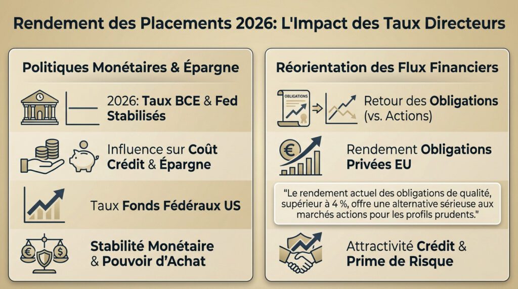 rendement placement 2026 - impact taux directeurs