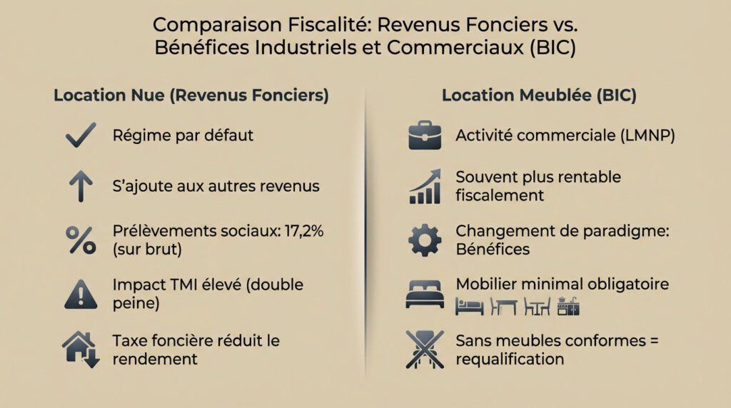 fiscalité investissement immobilier - location nue vs BIC