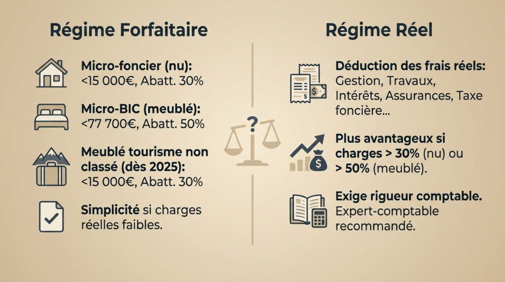fiscalité investissement immobilier - régime forfaitaire vs réel