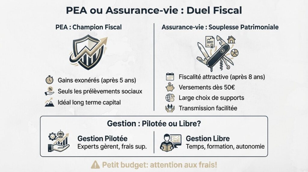 bourse petit budget - PEA vs assurance vie