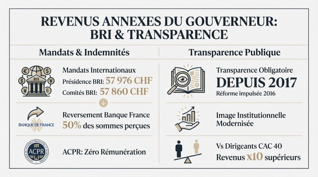 salaire gouverneur banque de france - revenus annexes